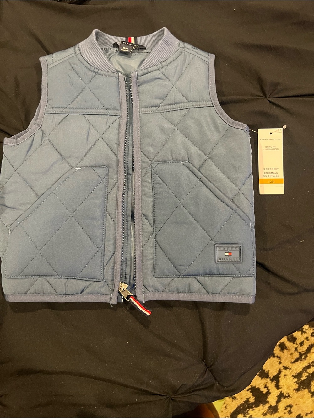 Tommy Hilfiger Toddler Quilted Light Blue Vest with Signature Zip Pull